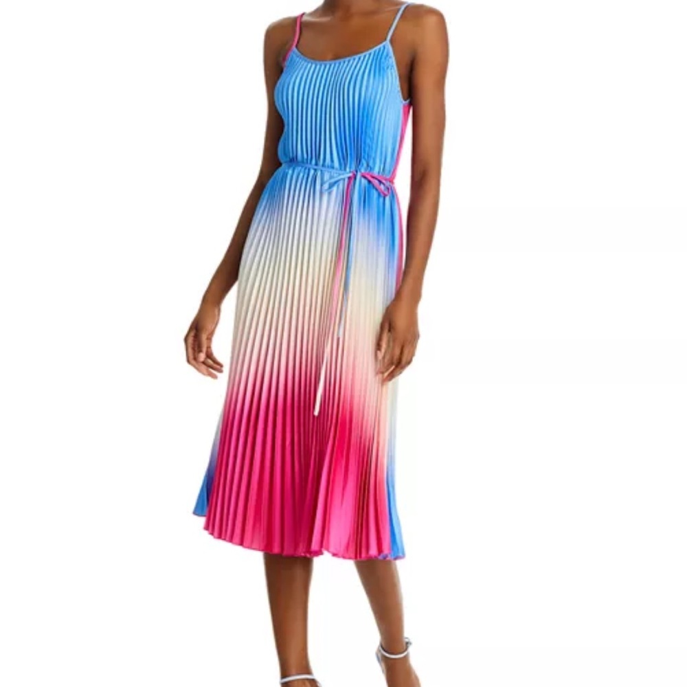 Sam Edelman Ombré Satin Plissé Dress